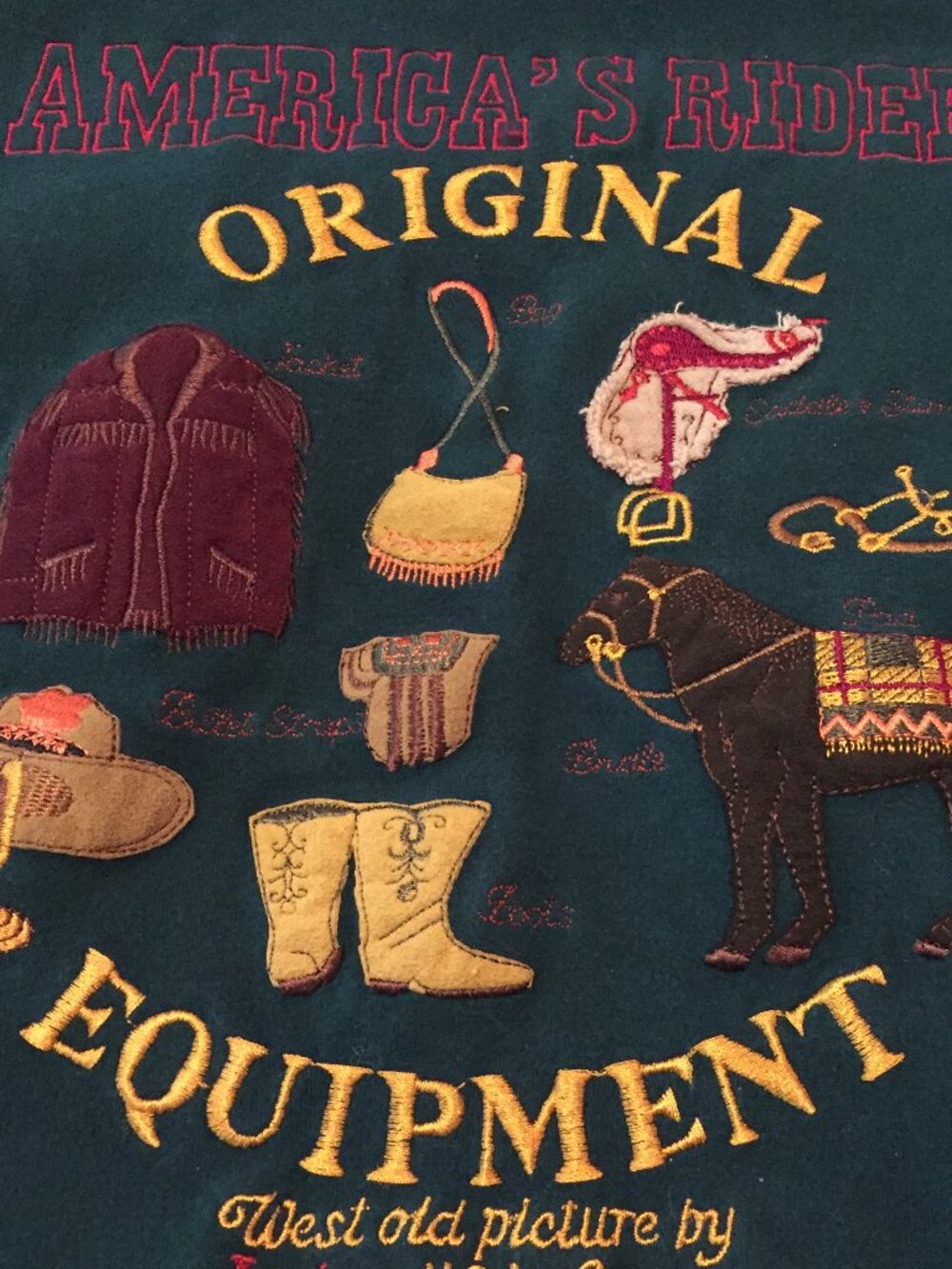 VTG Jantzen America's Riders Original Equipment Sweatshirt Appliqued Western L